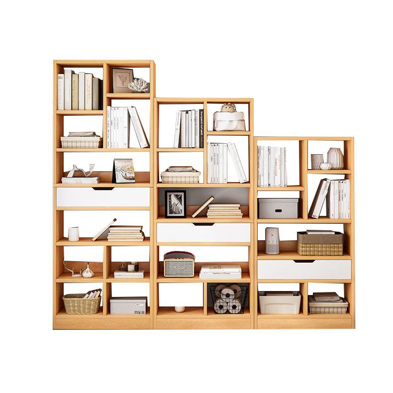 Manufactured Wood Standard Bookshelf Vertical Open Bookcase with Drawer