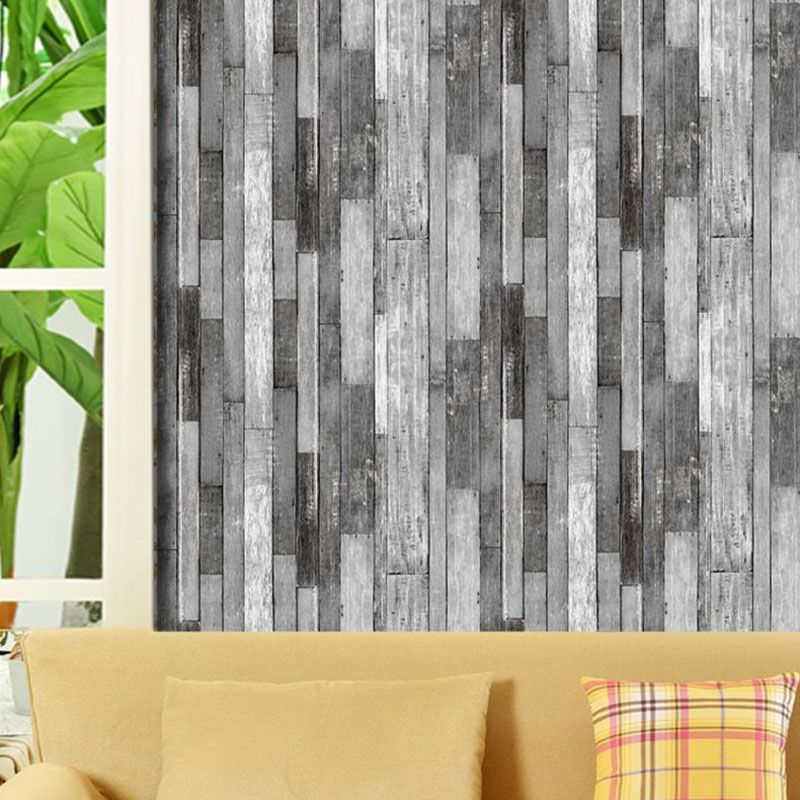 Faux Wood PVC Wallpaper in Rustic Color Waterproof Non-Pasted 3D Print Wall Decor