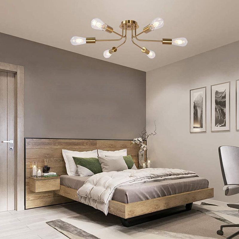 Metal Sputnik Shape Flush Mount Light Modern Multi Lights Flush Mounted Light Fixture