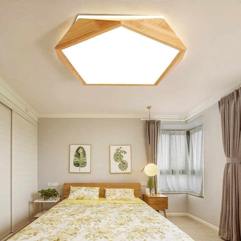 Wooden Flush Mount Ceiling Lighting Fixture Modern LED Ceiling Light for Bedroom