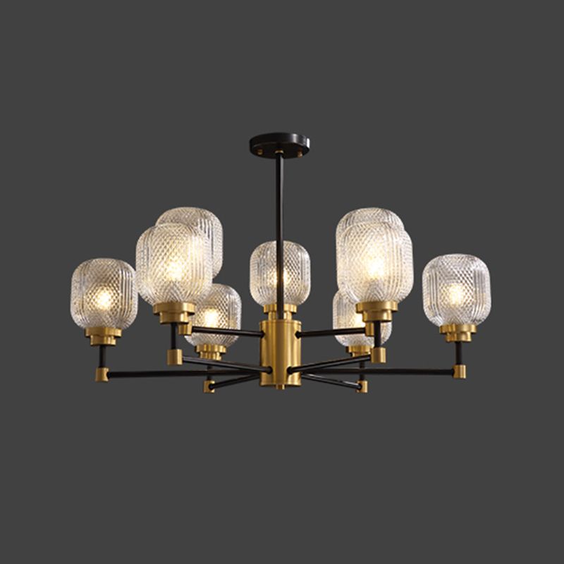 Brass Geometric Shape Chandelier Modern Chandelier Lamp with Prismatic Glass for Bedroom