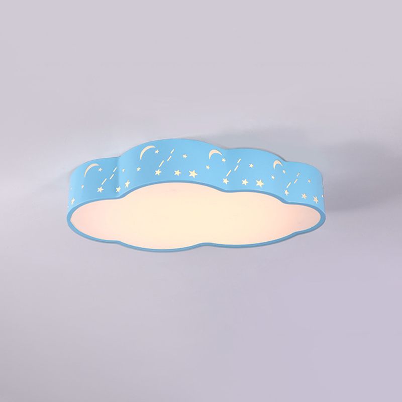 Hollowed-Out Cloud Ceiling Flush Light Macaron Acrylic Red/Yellow/Blue LED Flush Light Fixture, 20.5"/24.5" Width