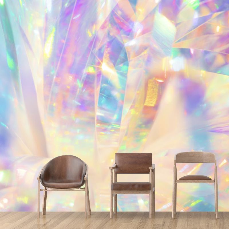 Yellow Abstract Pattern Wall Mural Moisture Resistant Modern Bathroom Wall Covering