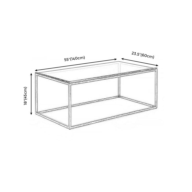 Contemporary Rectangular Glass Frame Base Coffee Cocktail Table