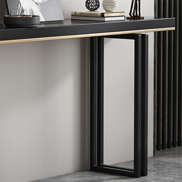 Modern Rectangular Console Table Stone Console Sofa Table in Black