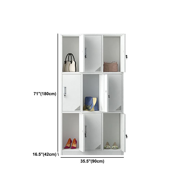 Modern Style Hinged Door Wardrobe for Home Grey Metal Cabinet