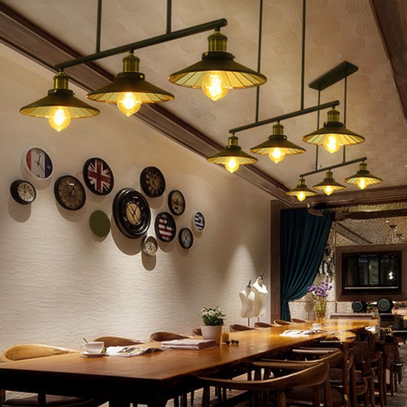 3 Lights Metal Island Pendant Lighting Industrial Black Cone Shade Island Lamps for Restaurant