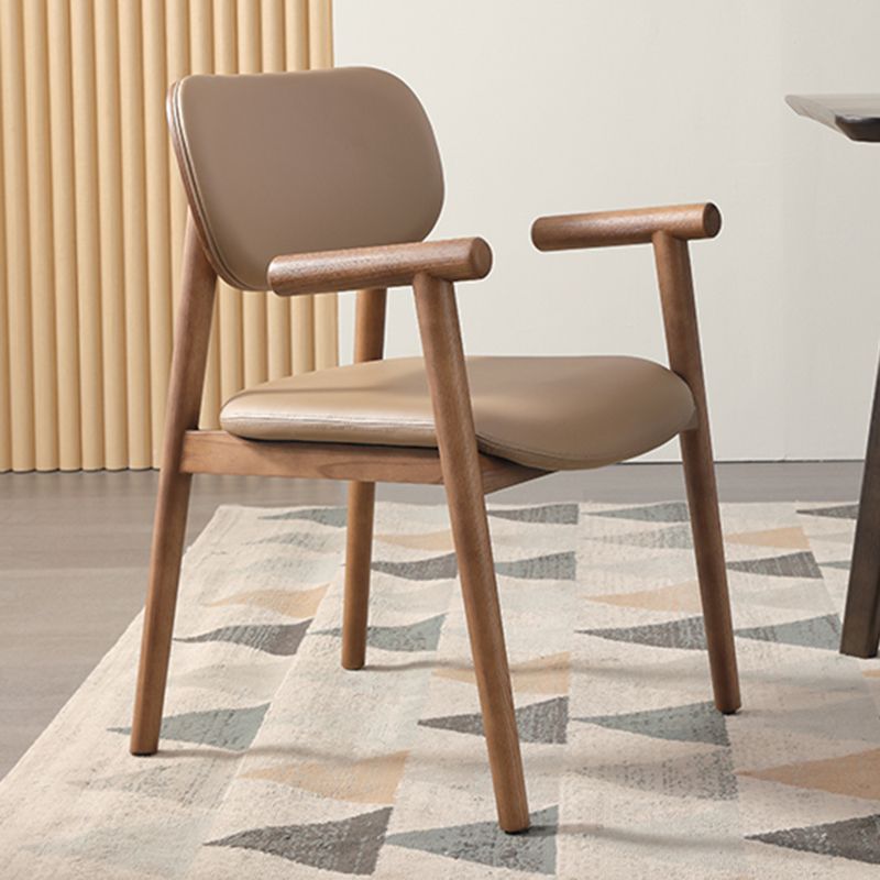 Modern Indoor Upholstered Arm Chair Home Solid Wood Dining Chair