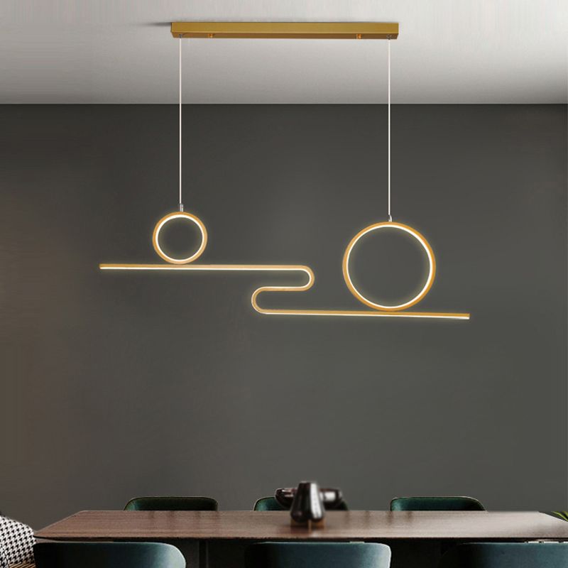 Linear Shape Island Lights Contemporary Style Metal 3 Light Pendant Lighting Fixtures