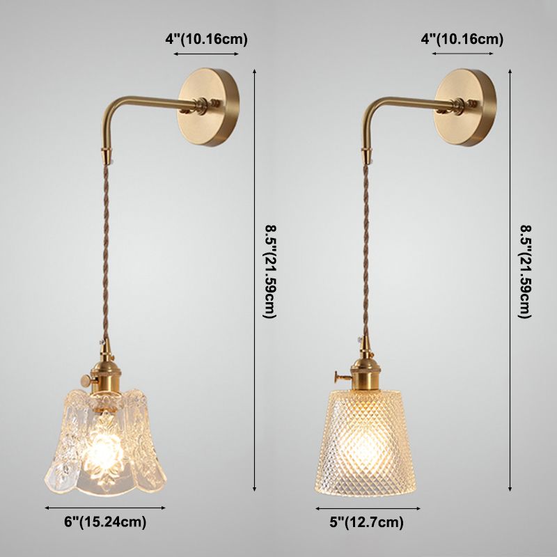 Luci di applique a testa singola con sfumatura in vetro limpido Stile semplicità muro appeso
