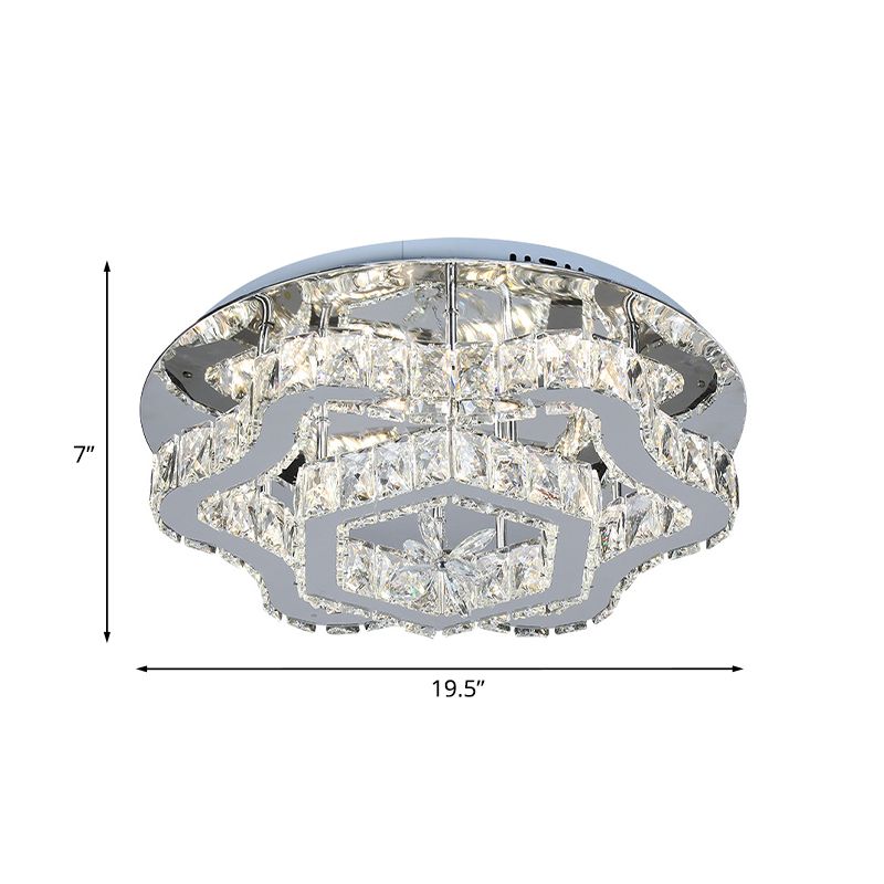 Control Crystal LED Semi Flush Flush Modernista Acero inoxidable Sala de estar de techo de techo