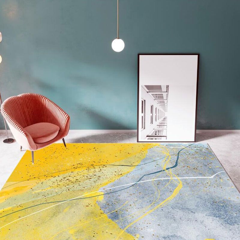 Gold Magnificent Rug Polyester Modern Rug Stain Resistant Rug for Home Decoration