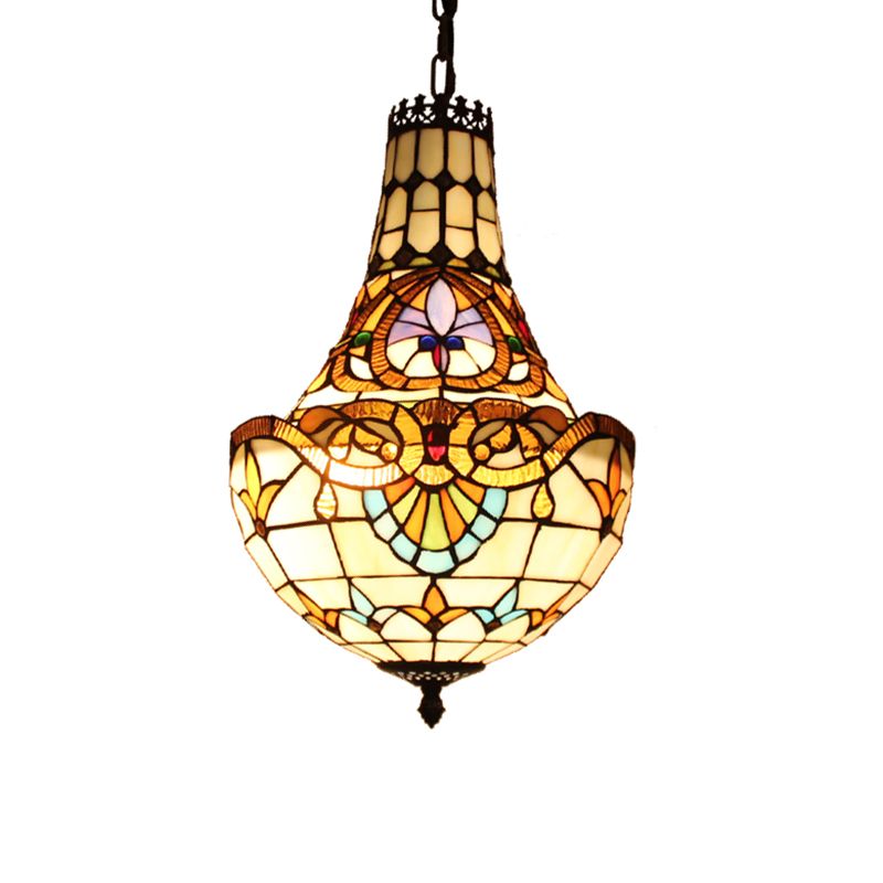 Lampadario a cupola a pendente a pendente tiffany colorato in vetro a pendente multicolore.