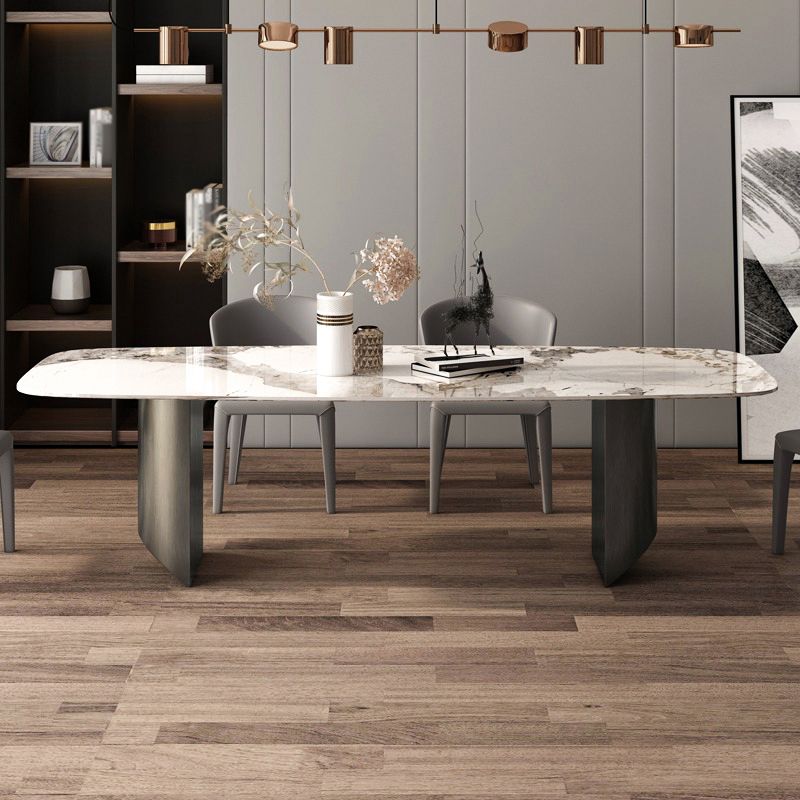 Metal Mesa Rectangular de Luxury Metal Mesa de interior de piedra sinterizada para cocina y comedor
