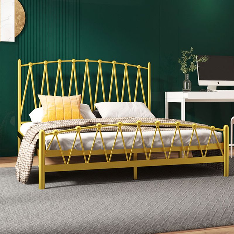 Glam Solid Color Open-Frame Bed Metal Open-Frame Bed with Metal Legs