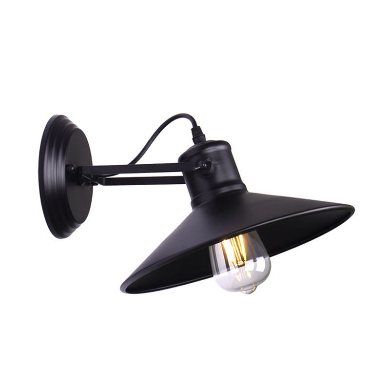 Metallic Saucer Sconce Wall Lighting Antique Style 1 Bulb Corridor Wall Sconce Lamp in Black/Rust