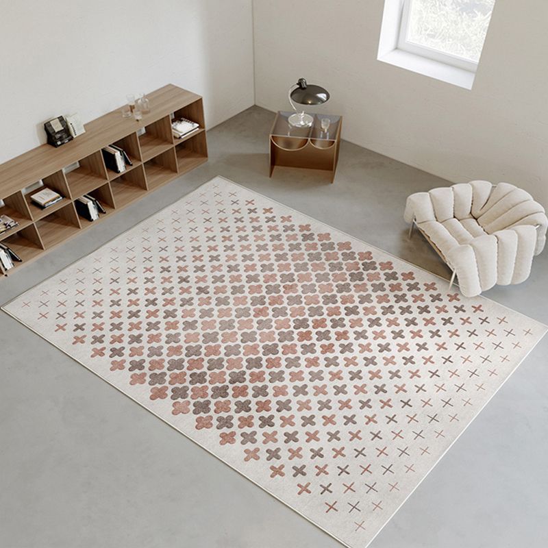 White Modern Rug Graphic Polyester Area Rug Washable Rug for Home Decor
