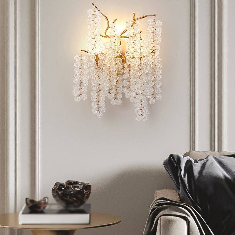 Glass Unique Shape Wall Lighting Modern Style 3 Lights Wall Light Sconce in Gold