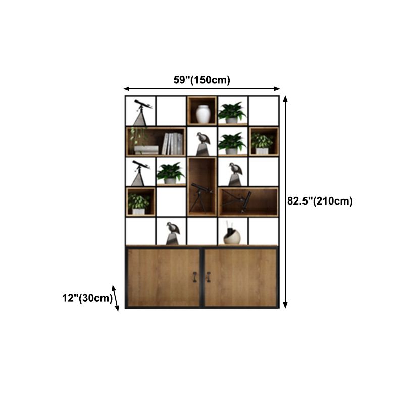 Industrial Style Bookshelf Solid Wood Open Back Bookcase for Home Office