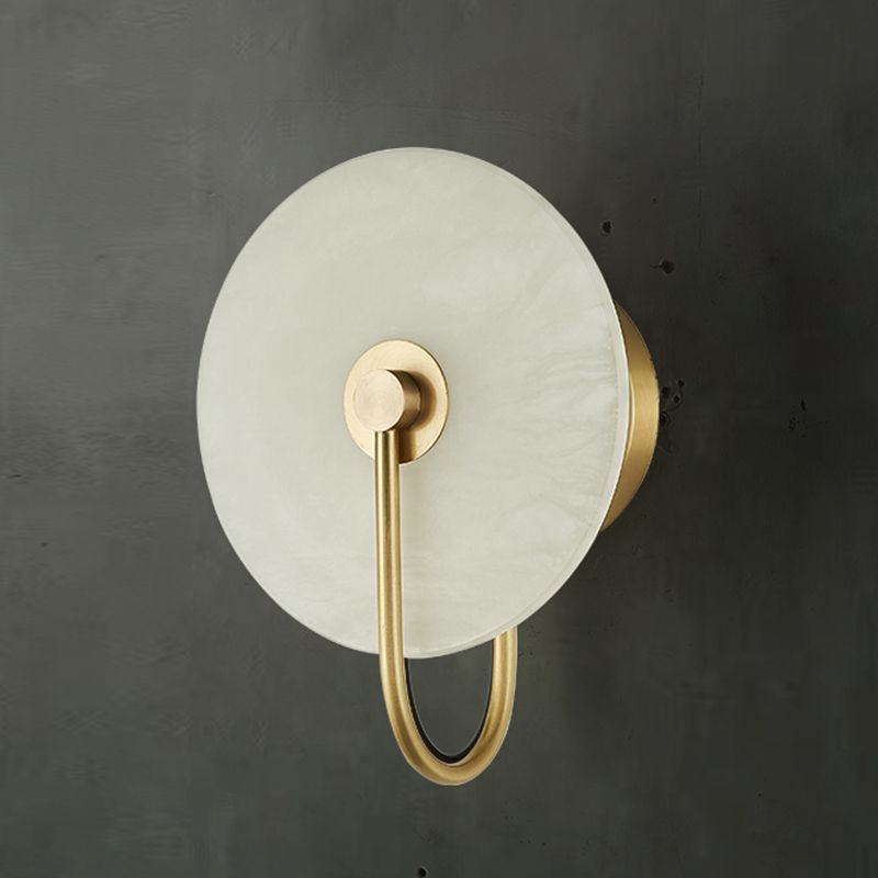 Nordic Style Wall Light Round White LED Wall Sconce with Mica for Living Room