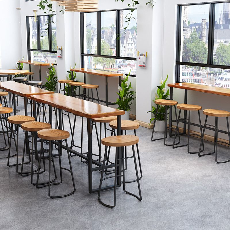 Rectangle Wood Bar Dining Table Contemporary Bar Table with Trestle Base