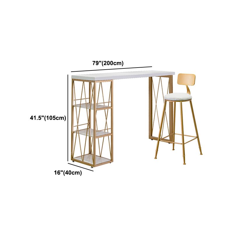 Bar Height Pub Table Rectangle Glam Solid Wood Bar Table for Bar