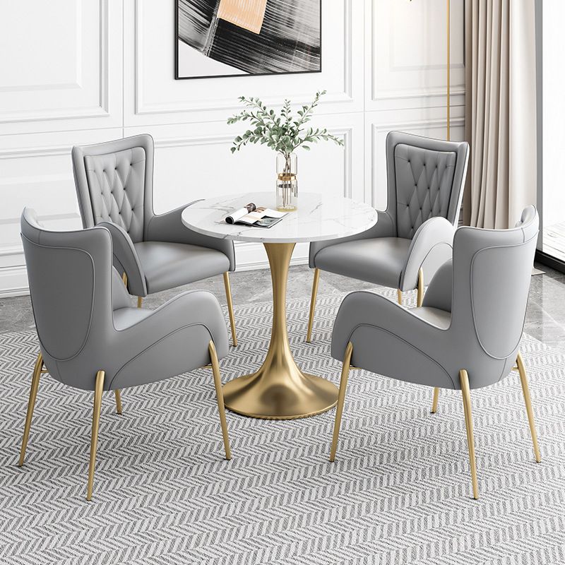 Glam Sintered Stone Dining Table Set Round 1/2/3/5 Pieces Dining Set