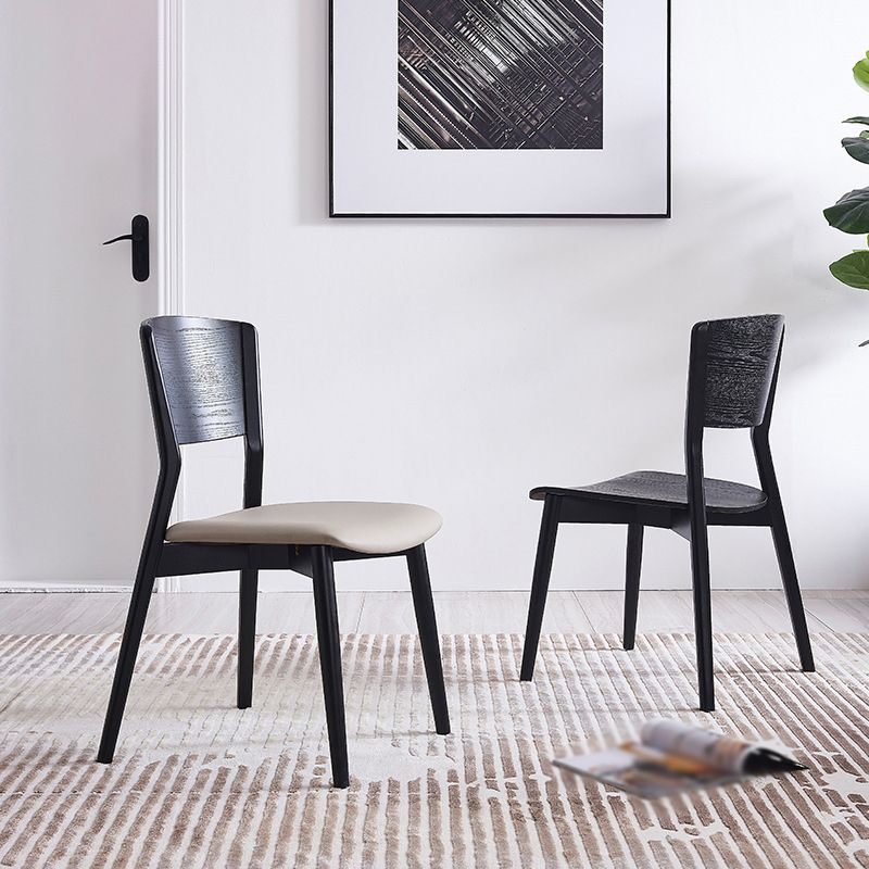 Modern Style Solid Wood Side Chair Matte Finish Open Back Dining Chair