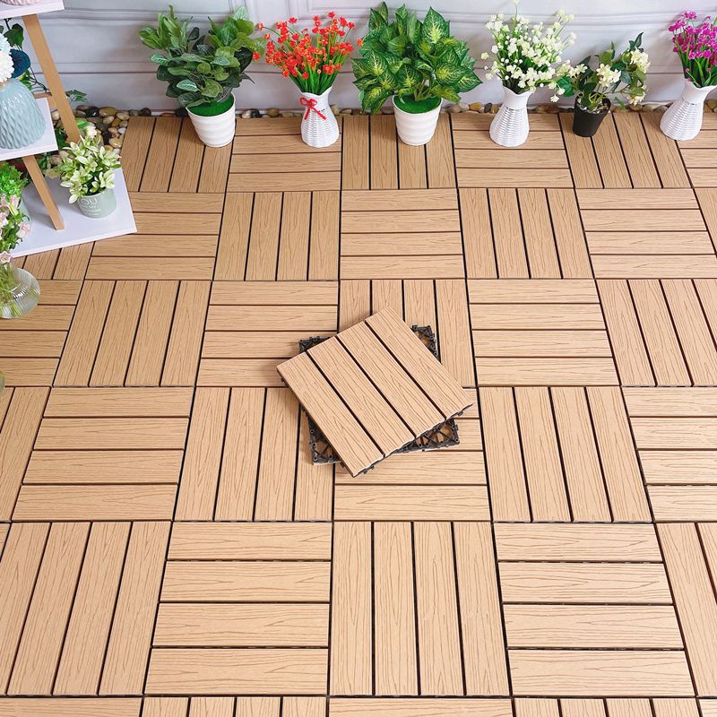 Water-resistant Deck Plank Stripe Composite Square Outdoor Floor Board Patio