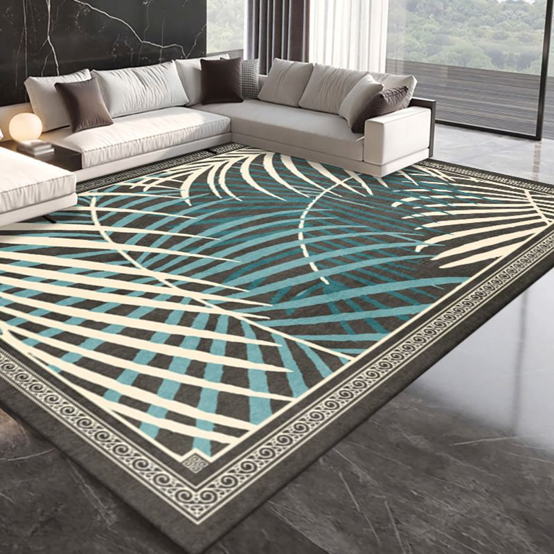 Grün moderner Teppichpolyesterblätter Teppich Fleckenfestem Teppich für den Salon