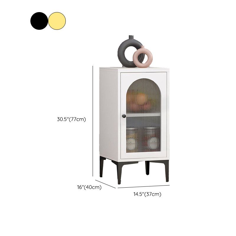 Glam Glass Door Sideboard White Engineered Wood Side Board for Kitchen Use