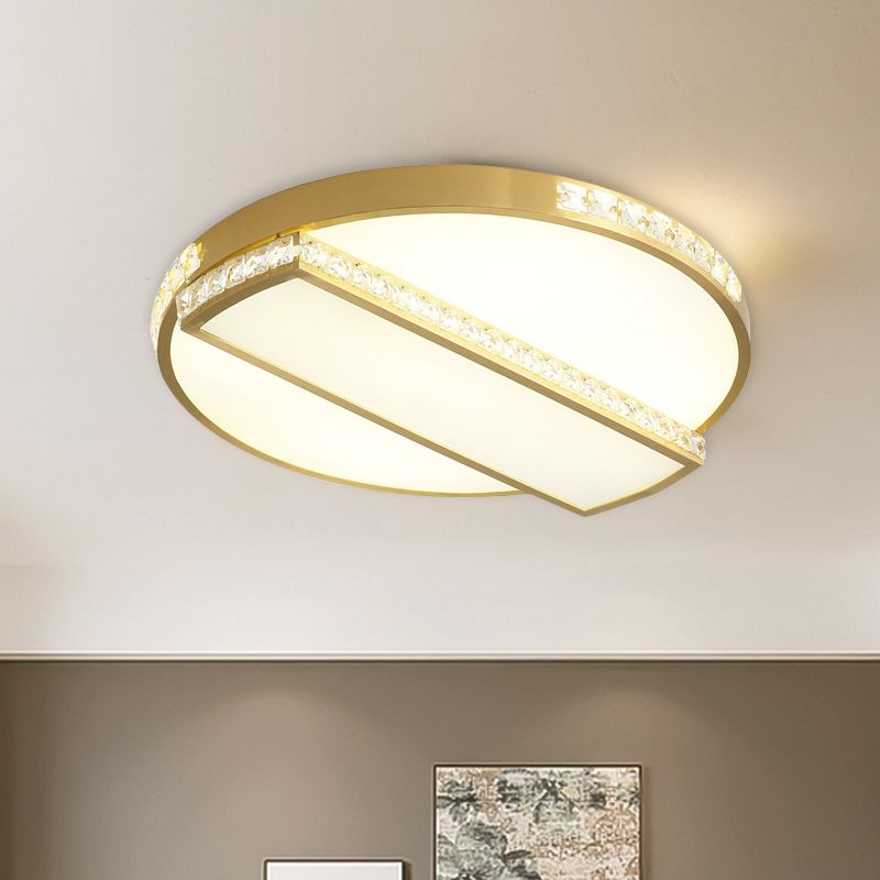 Gold Geometrische Ultradünne Flushmount Lampe Minimalistisch Kristall Embedded Gold LED Deckenleuchte