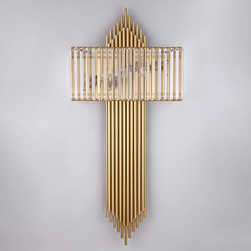 Unique Shade Crystal Wall Sconce Modern Style 2 Lights Wall Mounted Light in Gold