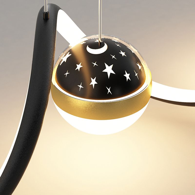 3-Light Modernism Ceiling Light Golden/Black LED Kitchen Island Lighting for Foyer