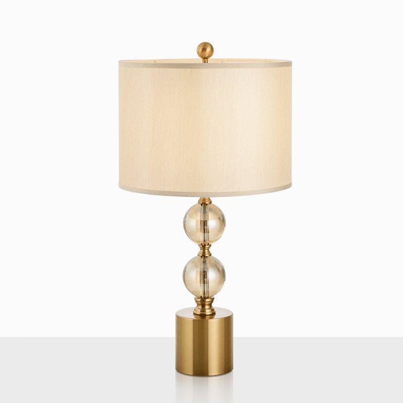 1 Kopfnachtlampe Klassische Schlafzimmer Kristall Nachttisch Licht mit runden Stoffschatten in Messing