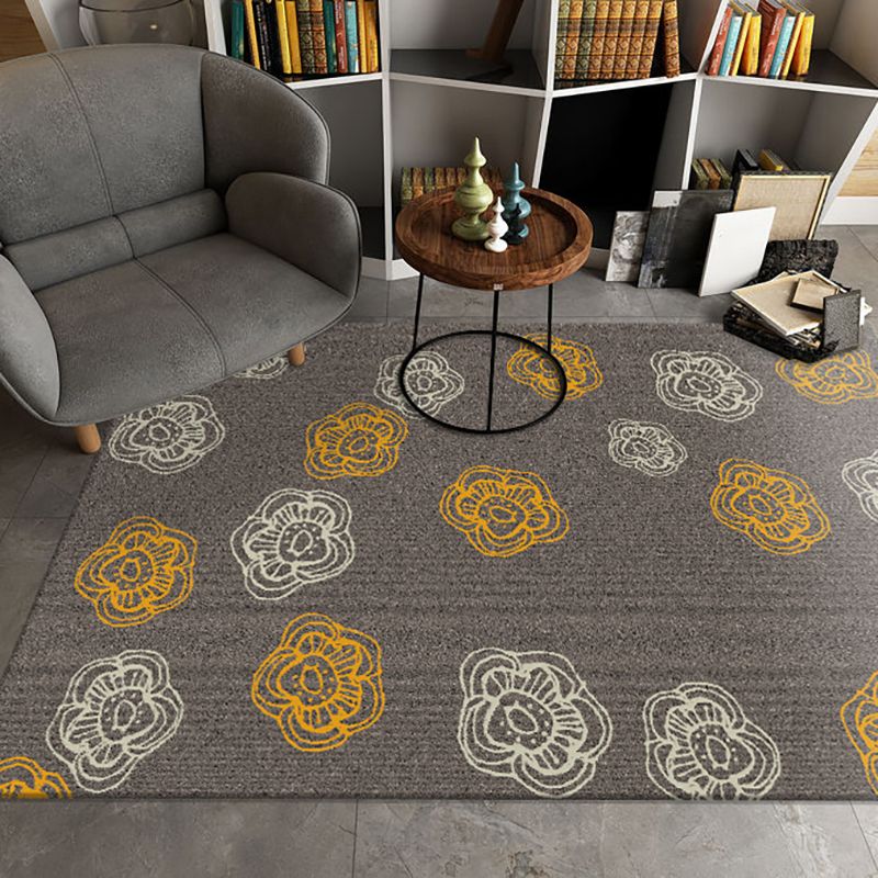 Multicolor Simplicity Area Carpet Polyester Floral Print Indoor Rug Easy Care Carpet for Living Room