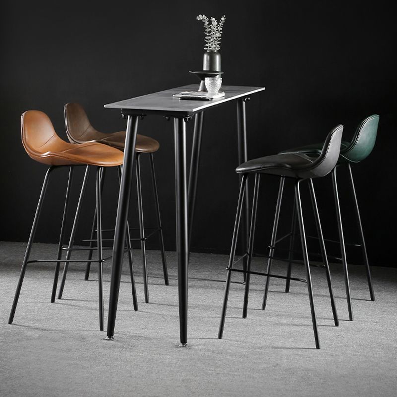 Industrial Style Bar Table Stone Rectangle Pub Table in Gray