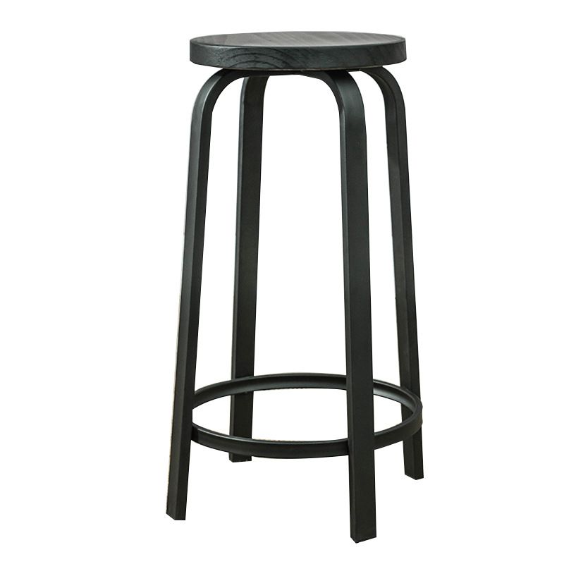 Industrial Metal Counter Height Stools Armless Bar Stool in Black