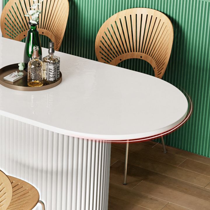 Solid Wood Base Contemporary Oval Indoor Table Pedestal Table for Dining Room