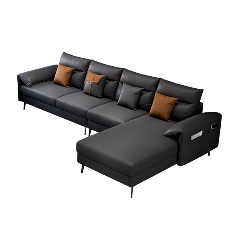 Contemporary Sectional with 4 Pillows Back and Storage Pillow Top Arm