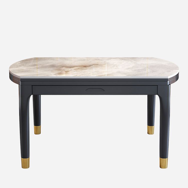 Mesa de comedor de estilo tradicional de lujo, mesa redonda de piedra sinterizada con 4 patas