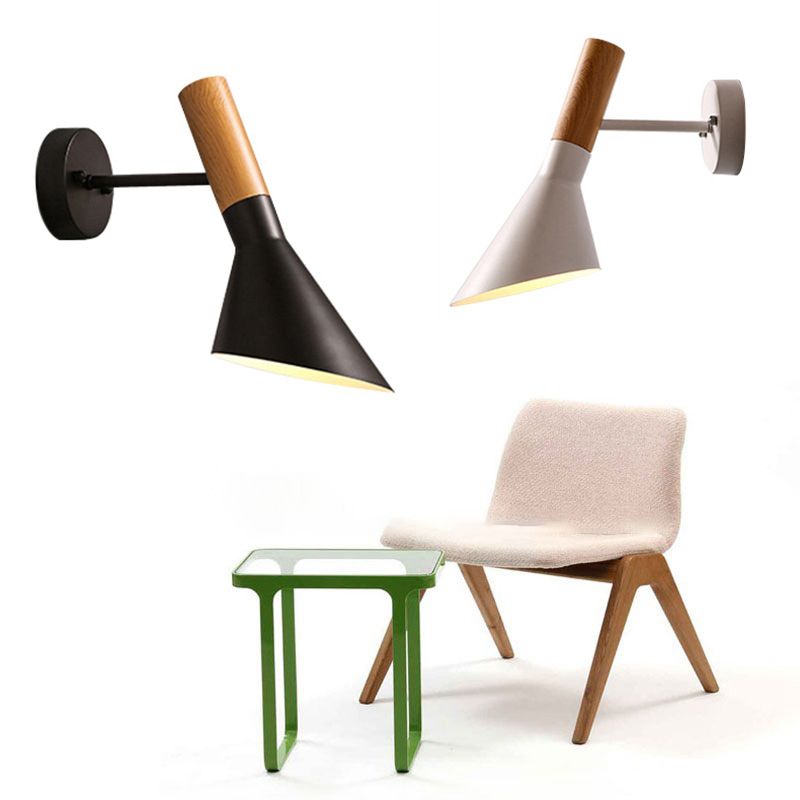 Cone Shape Wood Vanity Sconce Light Modern Style 1-Light Vanity Mirror Lights