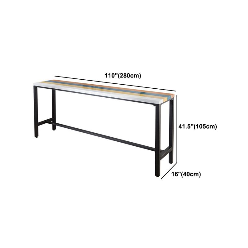 Industrial 1/5 Pieces Bar Table Set Rectangle Wood Counter Table with High Stools for Cafe