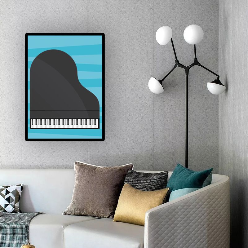 Minimalist Piano Wall Decor Black and White Textured Canvas Print for Living Room