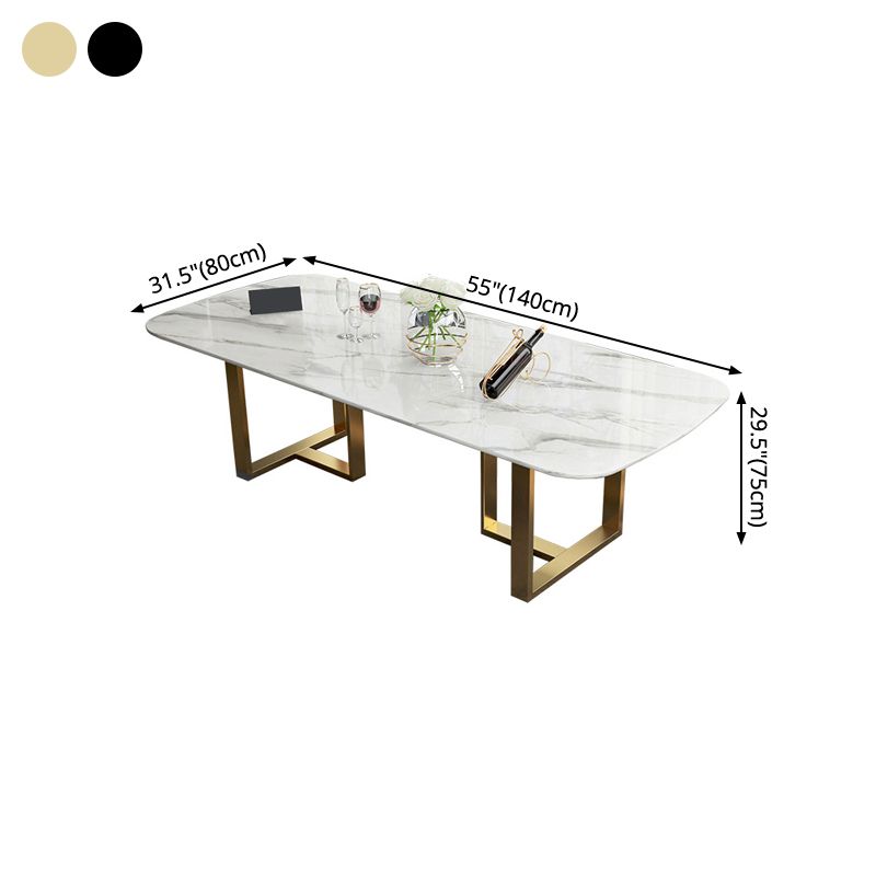 Traditional Luxury Dining Table Rectangle Sintered Stone Sled Dining Table