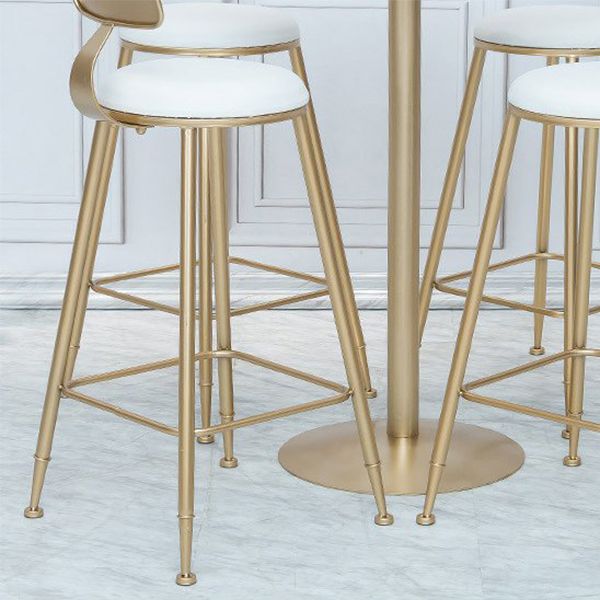 Glam Armless Backrest Counter Stool Iron Cafe Bar Stool with  Leather Cushion and Pedal