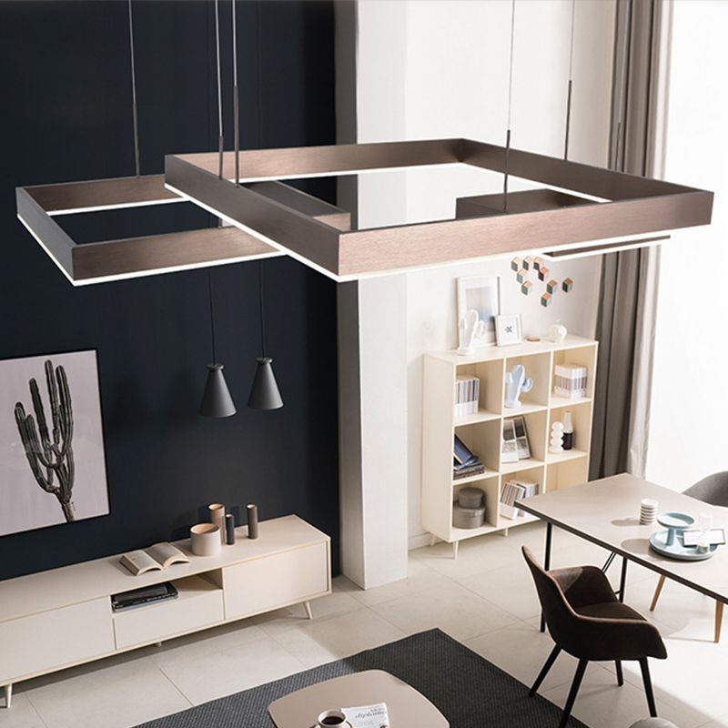 Luz de aluminio de 3 cuadras Luz Marrón Candelera colgante de LED contemporáneo con luz cálida/blanca, pequeña/grande