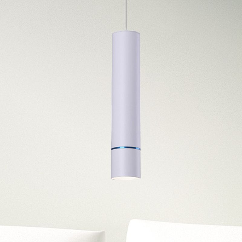 Nordic 1 Light Suspension Light with Metal Shade Pink/Blue/Green Pipe Ceiling Pendant Light in White/Warm/Natural Light