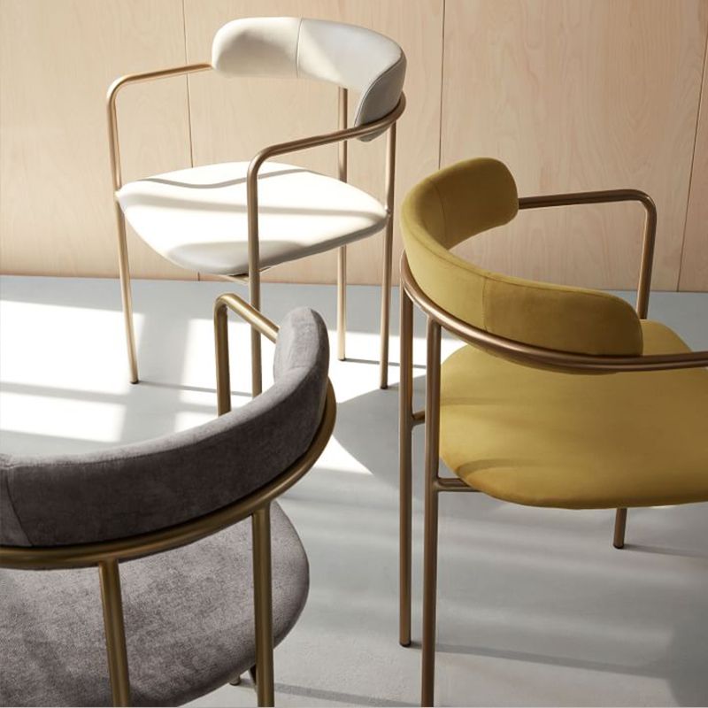 Glam Metal Arm Chair Open Back Dining Side Chair with Upholstered 20"x20.4"x31"