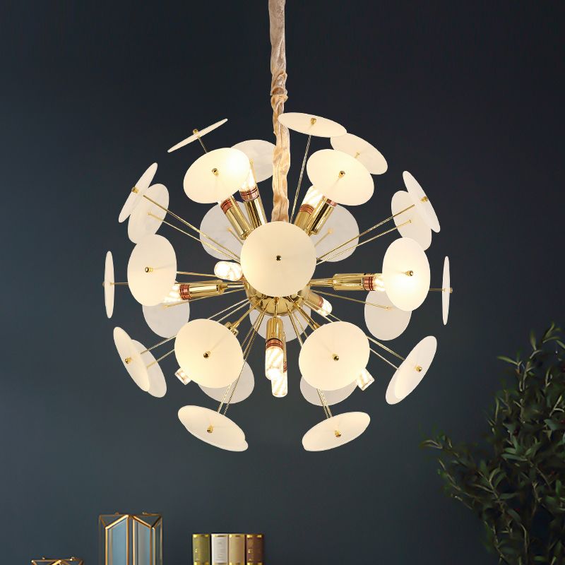 Sputnik Bedroom Ceiling Chandelier Metal 12-Bulb Modernist Hanging Ceiling Light in Grey/White/Blue